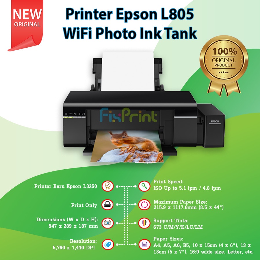 Jual Printer Epson L805 Wifi Menggunakan 6 Warna Tinta 673 Photo Printer A4 Wi Fi Photo Ink Tank 5278
