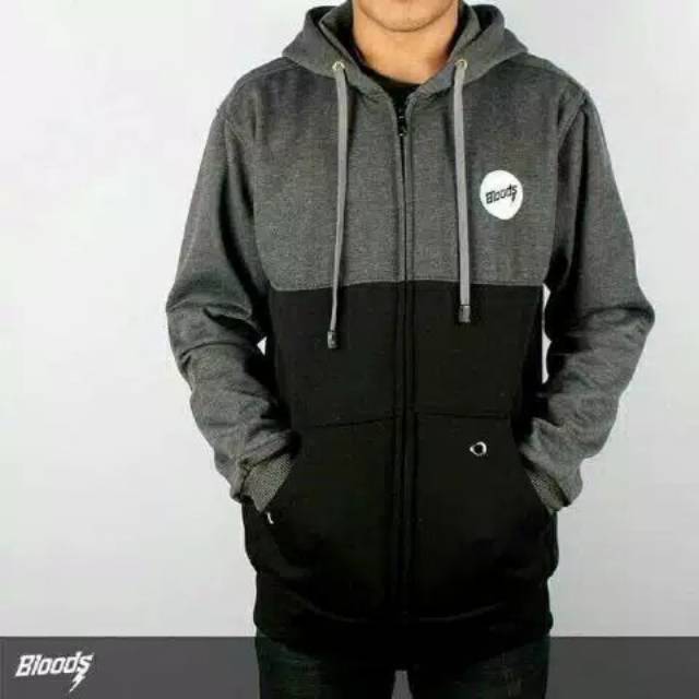JAKET HOODIE PRIA BLOODS COMBI ZIPPER UNISEX - JAKET BLOODS PRIA MURAH