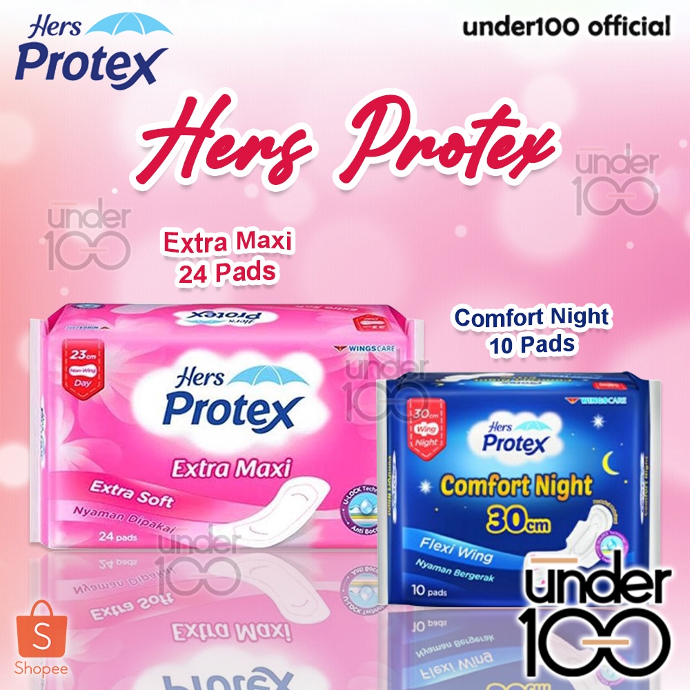 ❤ UNDER100 ❤ Hers PROTEX Extra Maxi 23cm Non-Wing | Comfort Night 30cm Wing | Flexi Wing | Extra Soft | Pembalut | Anti Bocor