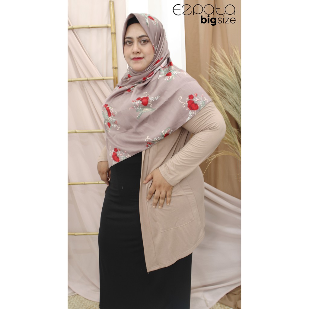 Outer Cardigan Kaos Polos Lengan Panjang Big Size / Jumbo