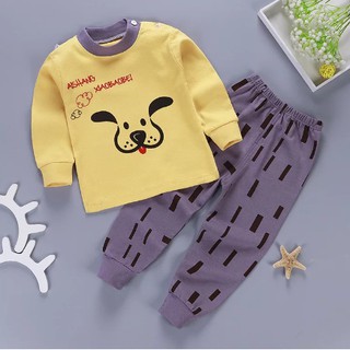 SETELAN ANAK  COWOK IMPORT KUNING MOTIF DOGGY BAJU  BAYI  