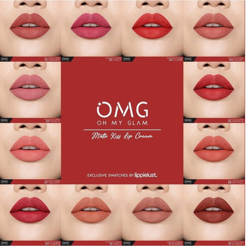 (GROSIR) OMG Oh My Glam Matte Kiss Lip Cream 3.5g ( lipstick lipstik lipcream )