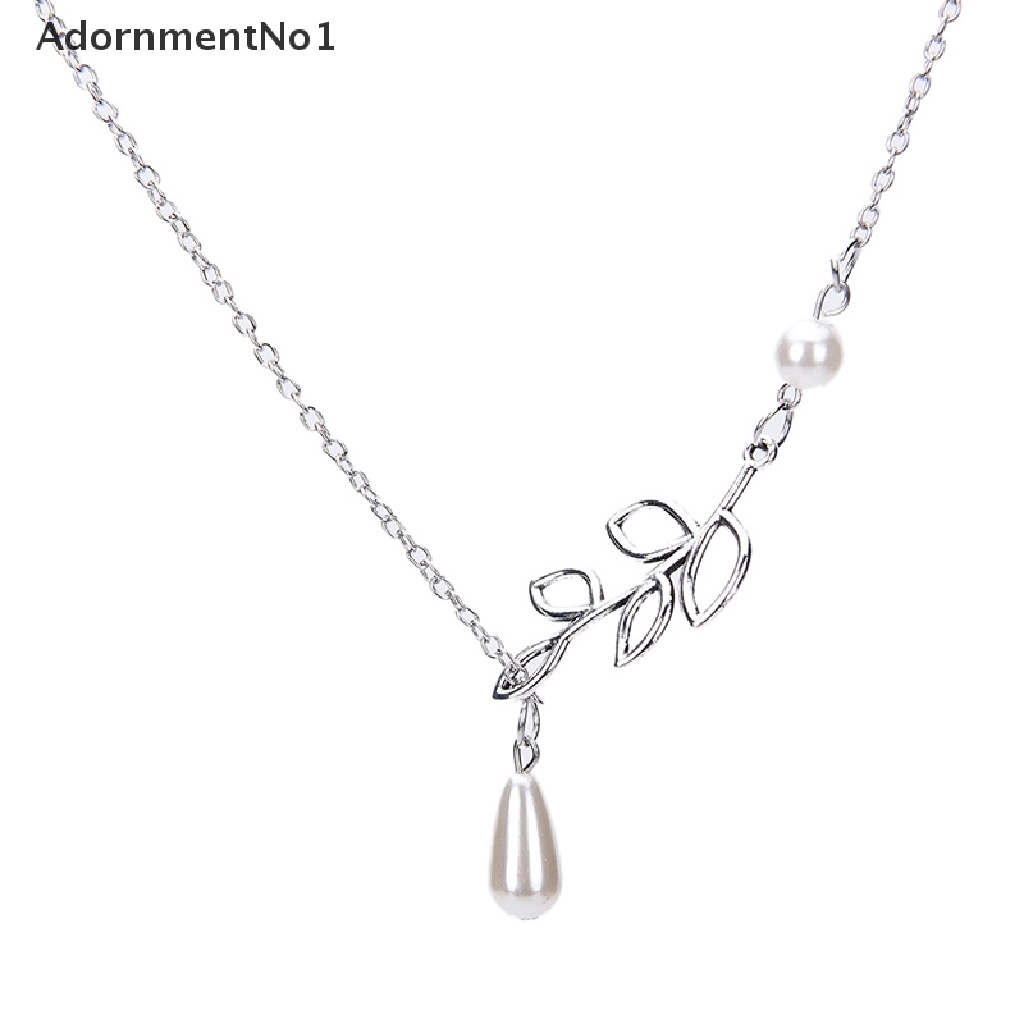 (AdornmentNo1) Kalung Rantai Dengan Liontin Kristal + Mutiara Untuk Wanita