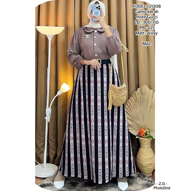 gamis gucci kombinasi