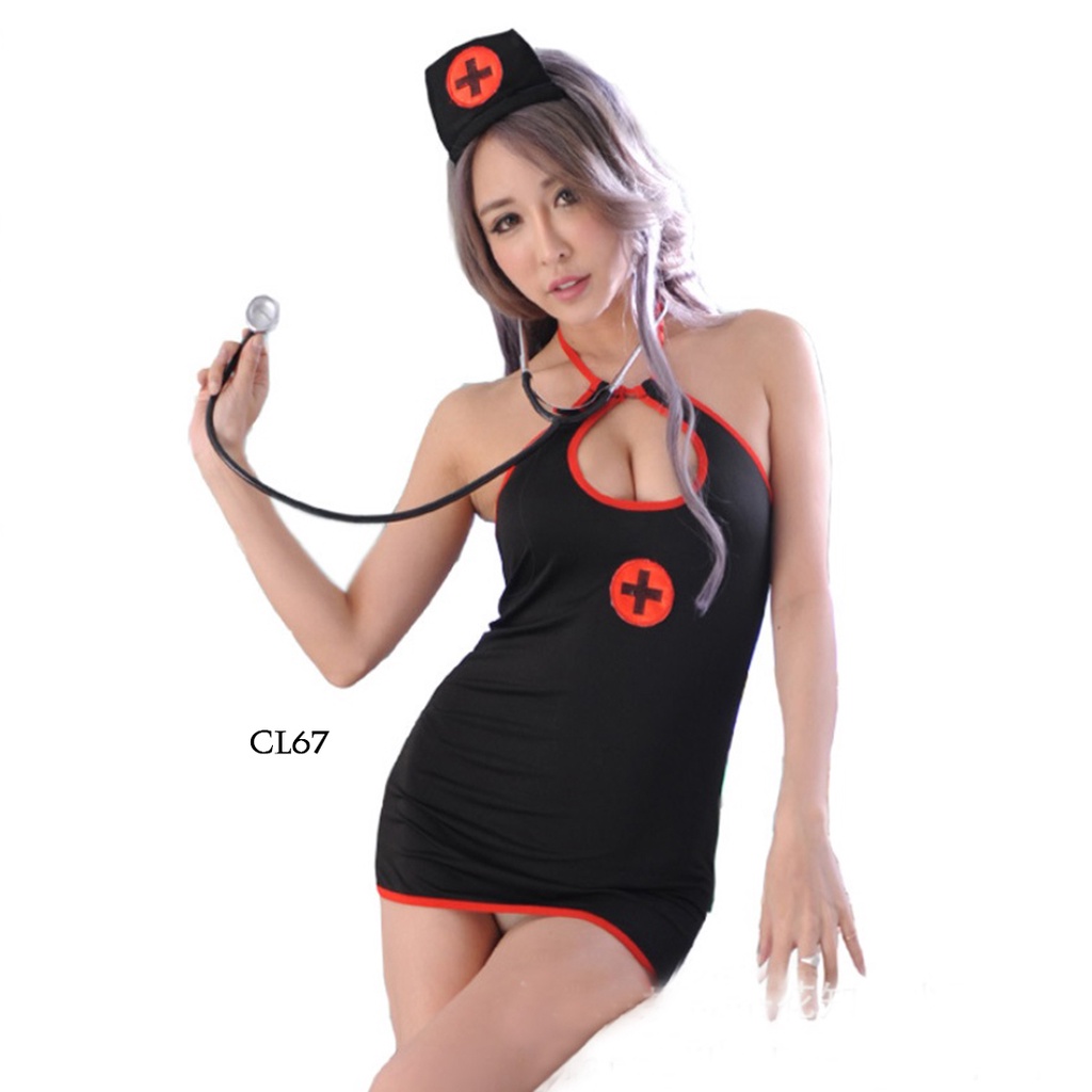 [TOKO TERPERCAYA] LINGERIE KOSTUM SUSTER HITAM SEXY LINGERIE COSPLAY BLACK NURSE CL67