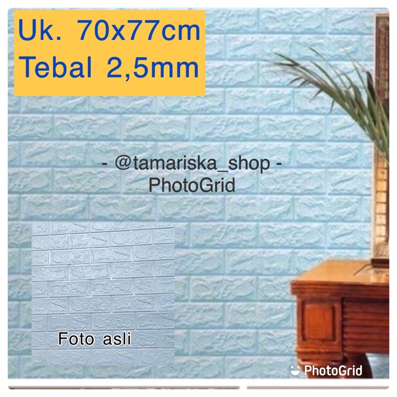 COD FOAM WALLPAPER DINDING 3D / WALL FOAM / BRICK FOAM BATU BATA MURAH-Bata biru muda
