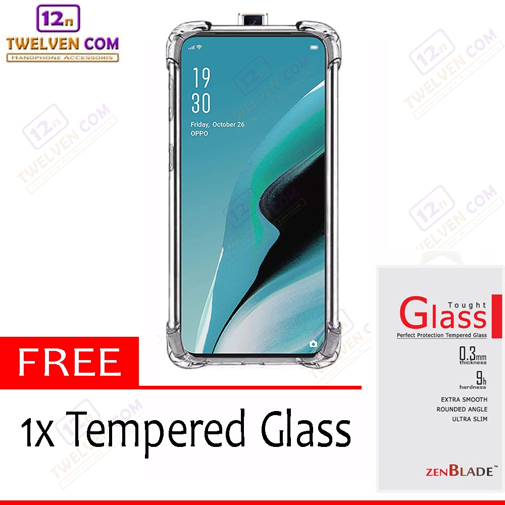 [FLASH SALE] Case Anti Crack Anti Shock Softcase Oppo Reno 2F - Free Tempered Glass