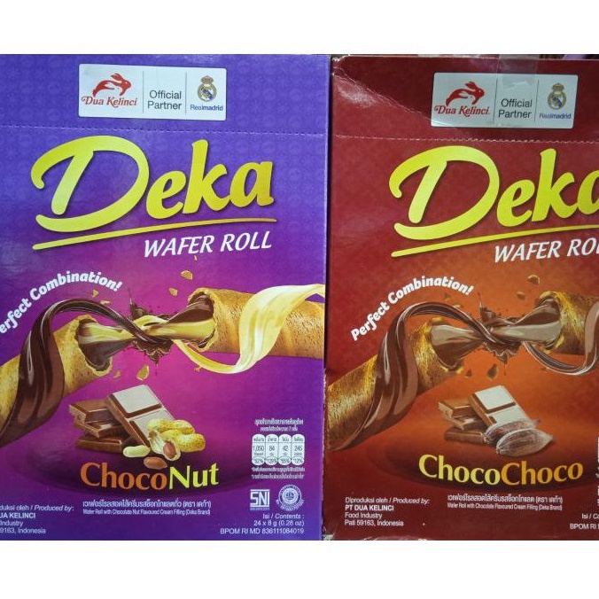 

Deka Wafer Roll Perfect Combination ChocoNut/ChocoChoco Isi 24pcs @8gr