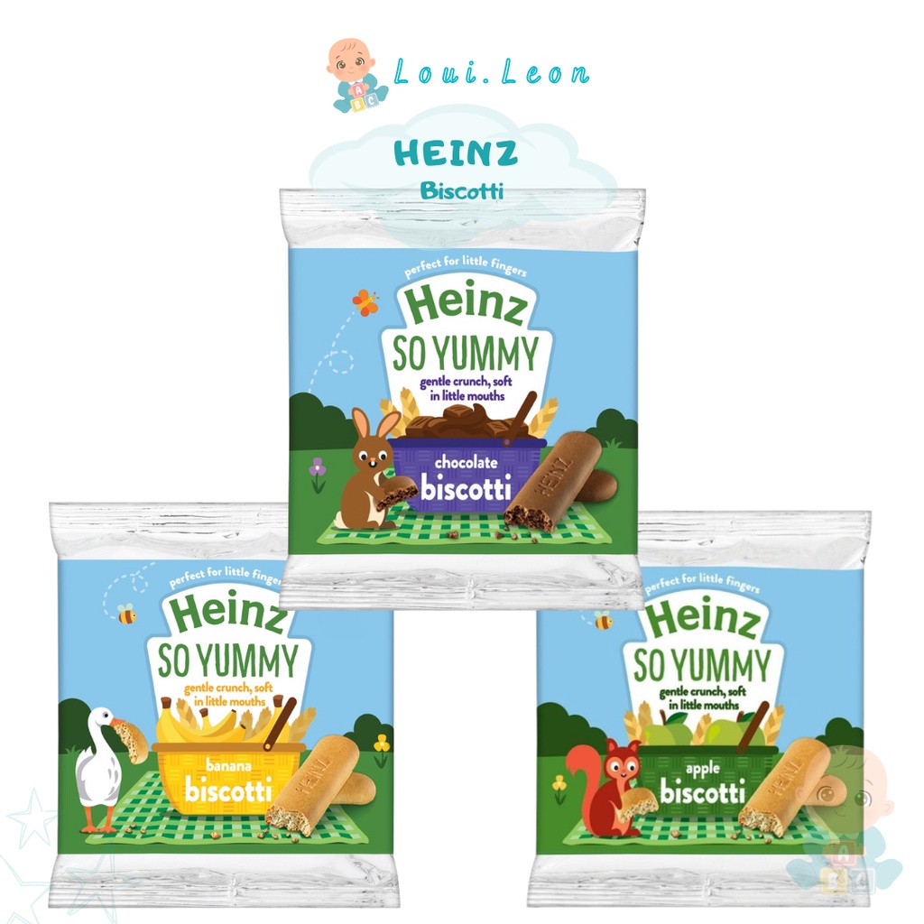 Heinz Biscotti Biskuit Chocolate Apple Banana 60gr Cemilan Camilan Snack Bayi MPASI Baby Biscoti Bis