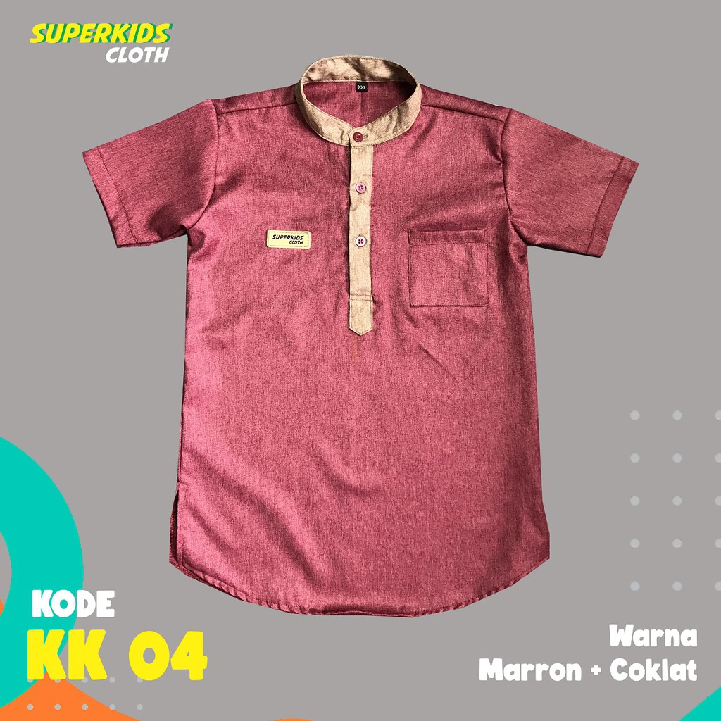 KOKO ANAK KURTA ANAK LAKI LAKI SUPERKIDS MAROON  1 - 11 Tahun