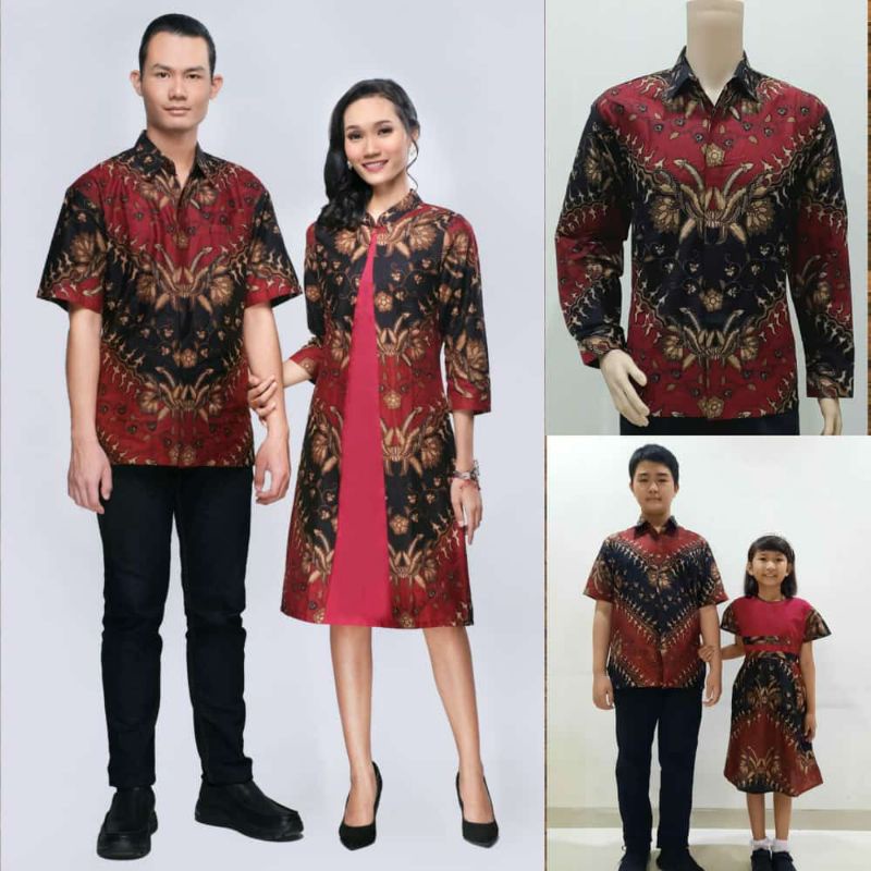 Batik Couple Keluarga Modern | Sarimbit Atasan Batik Keluarga Busui DAHLIA MERAH Baju Seragam Kondan