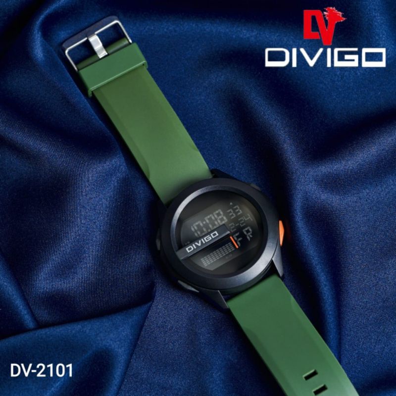 (Terima Cod)Jam Tangan Pria Divigo Karet Digital Anti Air/Water Resist Strap Rubber /Karet(Dikirin Jakarta)