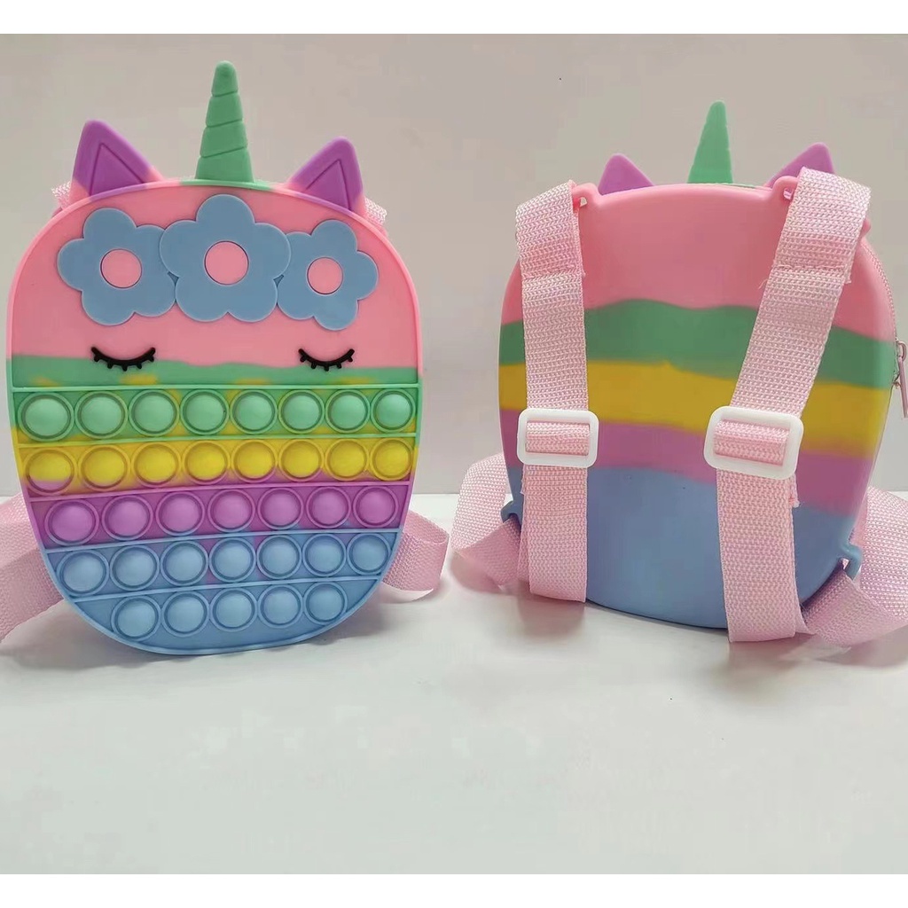 Tas Ransel Pop It Makaron Rainbow Toys Anak Untuk Dan Dewasa Bubble Fidget Push Dompet Koin