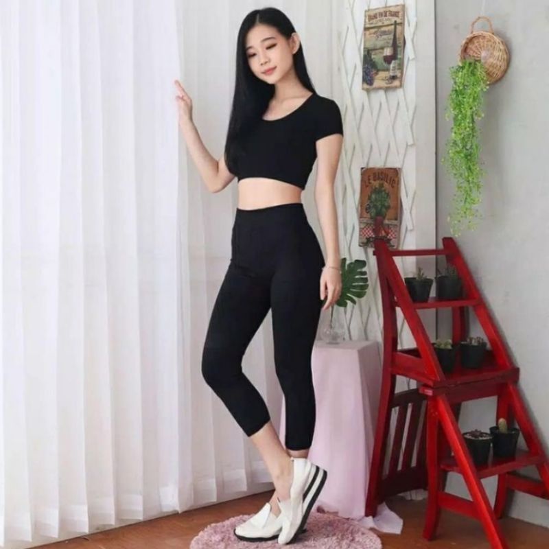 Legging HW Basic Polos 7/8 Premium Import Tebal Fit S-XXL Jumbo