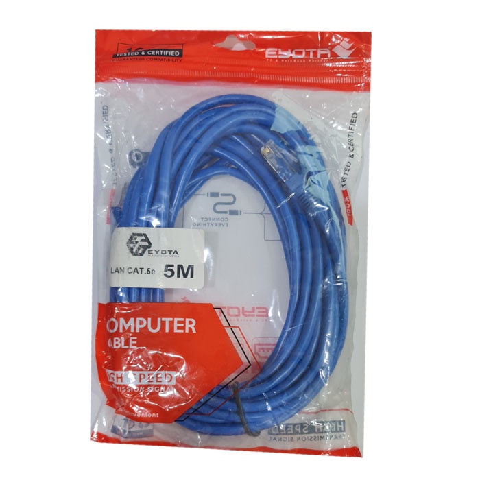 Patch Cord UTP Cat 5e , 5 Meter Warna: Biru - MURAH -