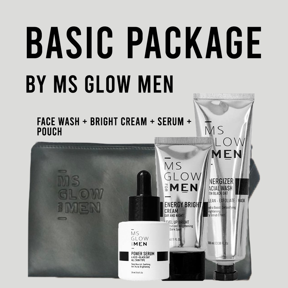 MS Glow Men Paket Basic Complete Skincare Pria Ms Glow For Men Original BPOM Free Pouch / Paket Ms Glow Men Paket Perawatan Wajah