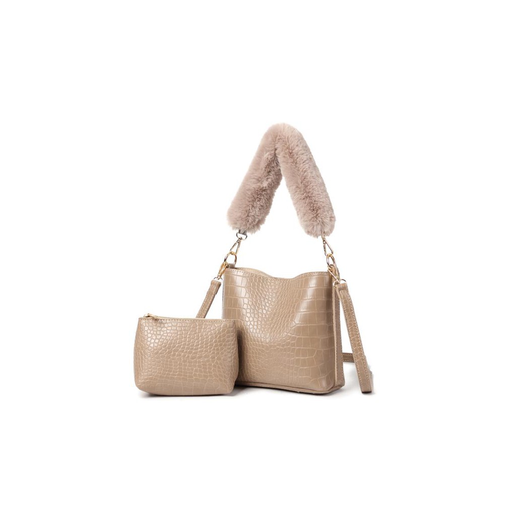 Adler Flair Korea Tas Wanita 2-in-1 soft cream Shoulder Bag  Ad1803
