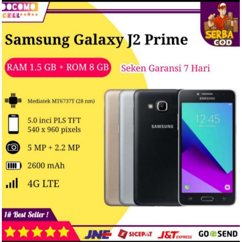 SAMSUNG J2 FRIME SECOND RAM 1.8 HANDPHONE ANDROID SEKEN HP