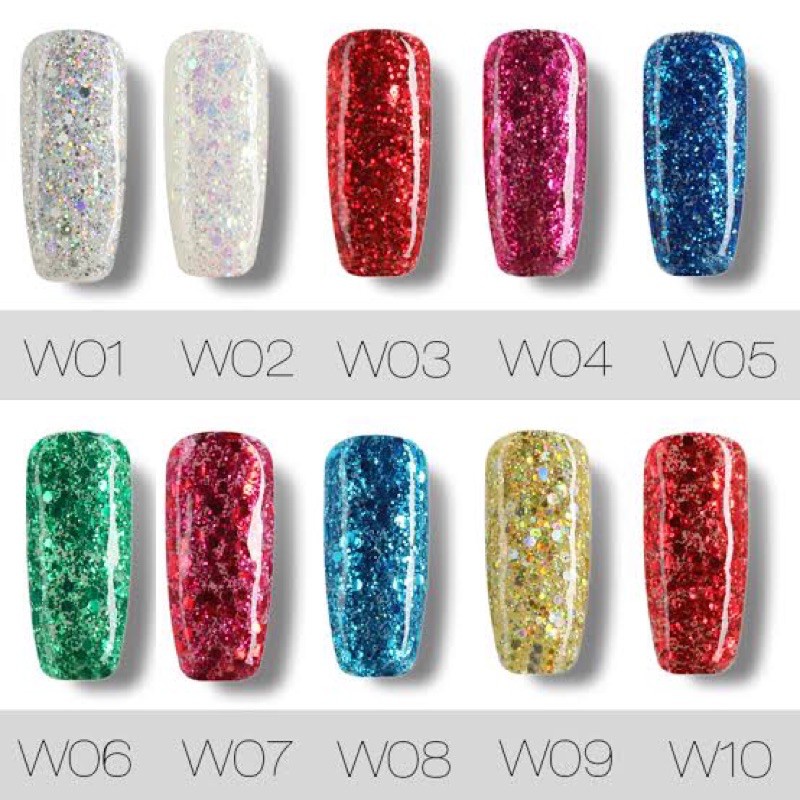 (01 - 20) ROSALIND glitter W series 7ml kutek botol glitter rosalind kutek gel soak off uv gel