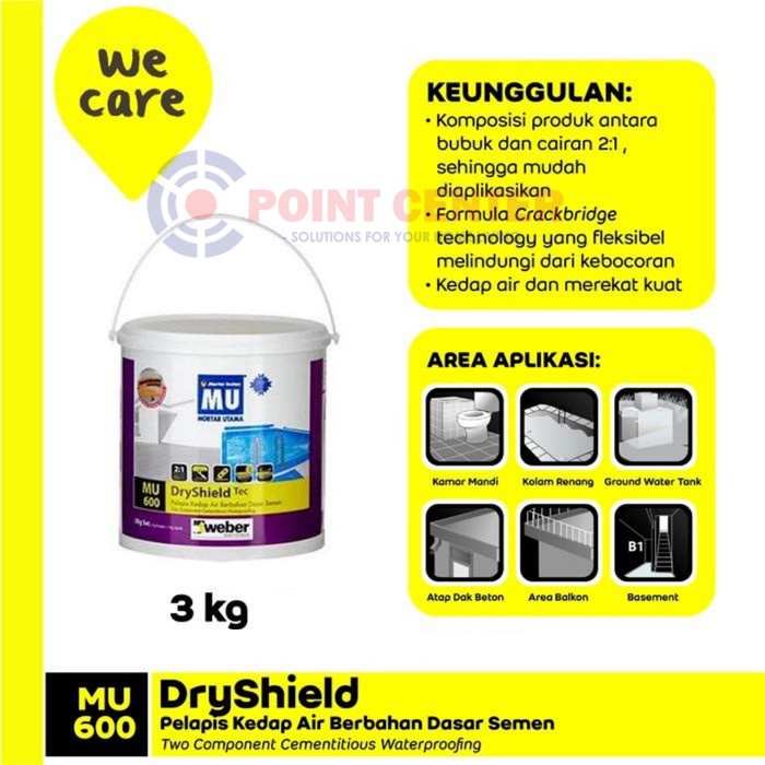 TERBAIK MORTAR UTAMA MU-600 DRYSHIELD PELAPIS ANTI BOCOR 3KG GALON