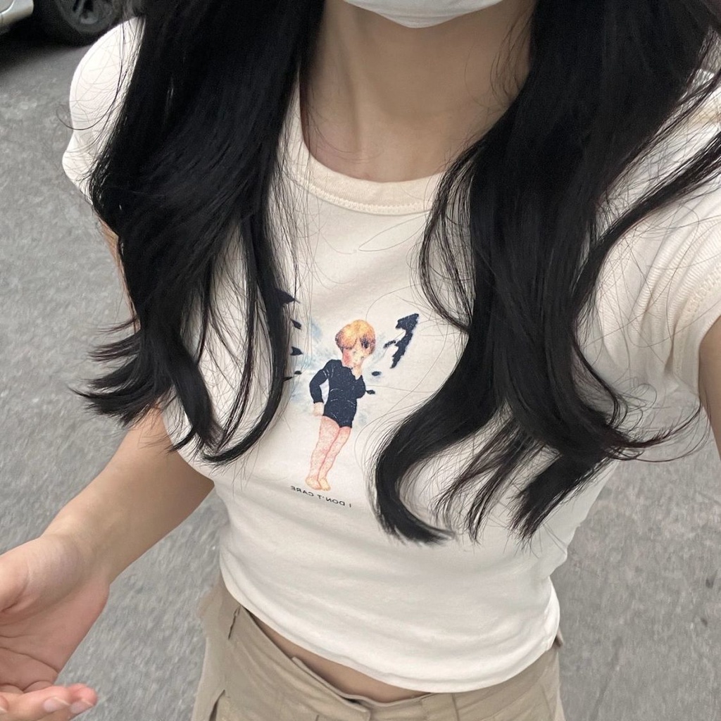 [✅BISA COD] #Sisjuly# Kaos wanita print bm wanita lengan pendek slim fit atasan leher bulat katun tipis tipis IE