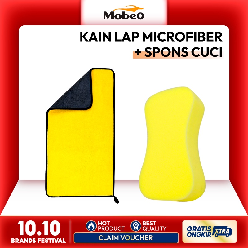 Mobeo - Bundle Paket Lap Microfiber + Spons