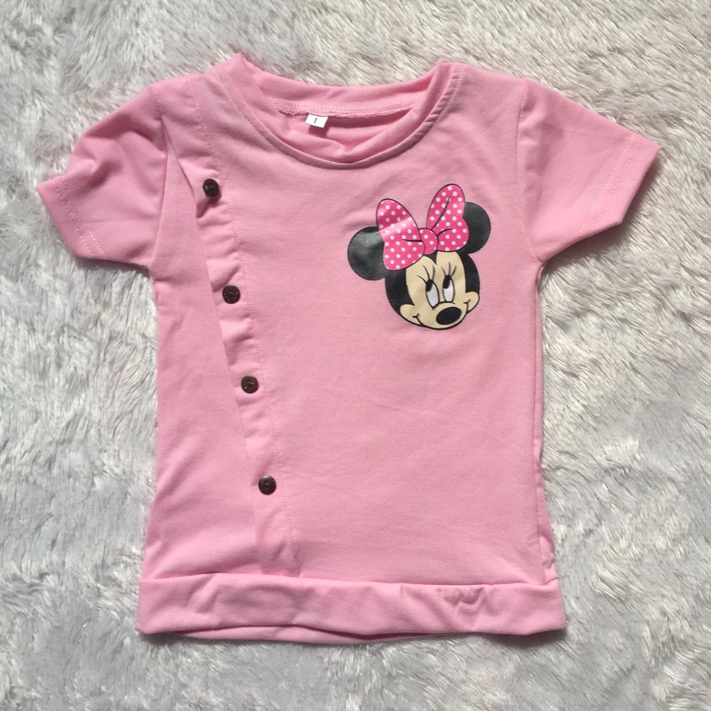 VISION ONLINE [GRATIS ONGKIR] PL94 KAOS KANCING MINNIE ANAK PEREMPUAN 1 TAHUN MURAH KOREA LUCU BAJU