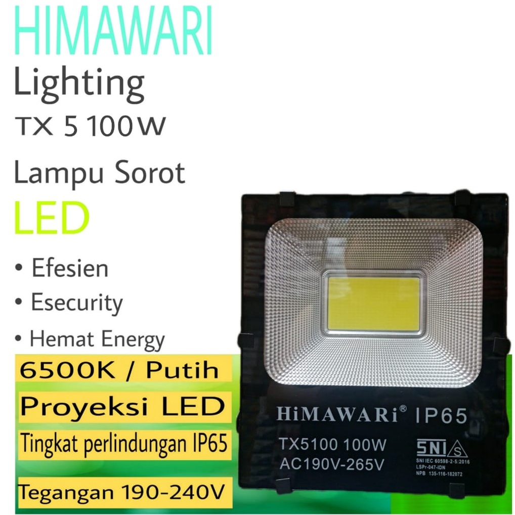 Himawari Lampu Sorot LED Himawari 100 Watt 50 Watt TX5100 6500K Putih IP65 Anti Air Outdoor