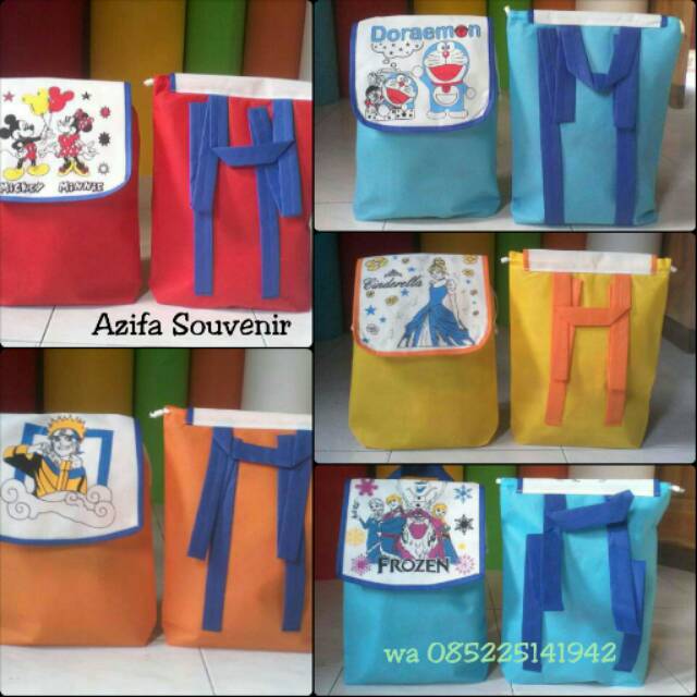 

Tas / Goodie Bag Gendong / Rangsel Kartun Souvenir Ulang Tahun / Ultah Anak Murah