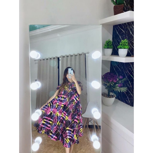 daster jumbo motif batik lengan pendek bahan rayon adem busui dan ibu hamil ld 120