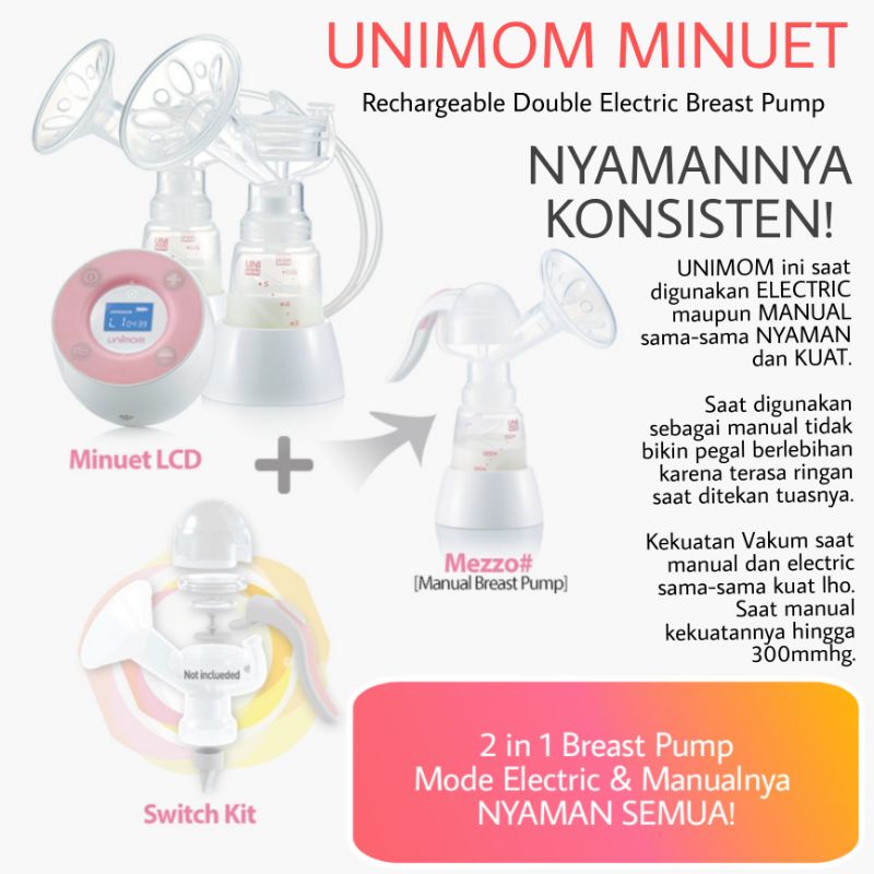 POMPA ASI ELEKTRIK UNIMOM MINUET LCD DOUBLE ELECTRIC BREAST PUMP