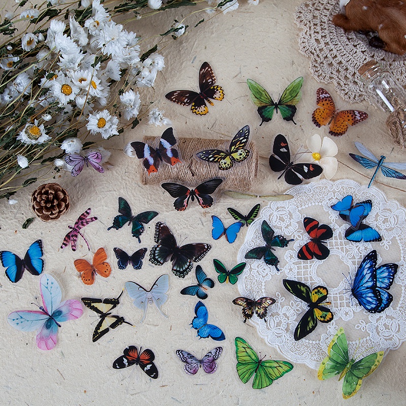 40pcs Stiker Bentuk Sayap Taxidermist Butterfly Hand DIY 8 Gaya Untuk Album