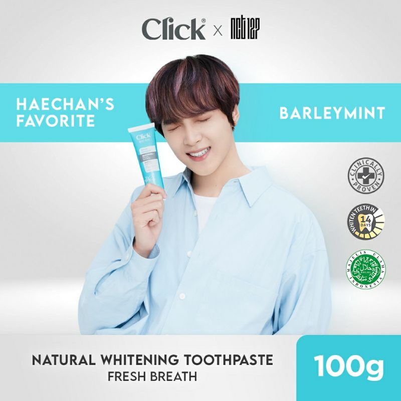 Click natural whitening toothpaste with Himalayan pink salt (free brosur member NCT127 tiap pembelian 3 pcs) / odol / pasta gigi korea NCT 127