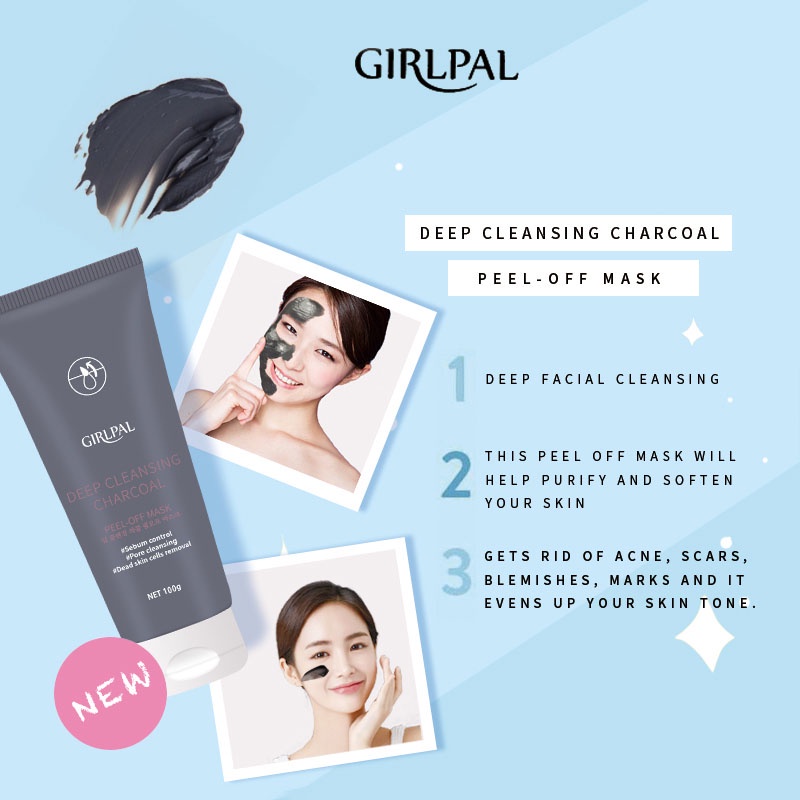 GIRLPAL Deep Cleansing Charcoal Peel Off Mask - Blackhead Remover Mask