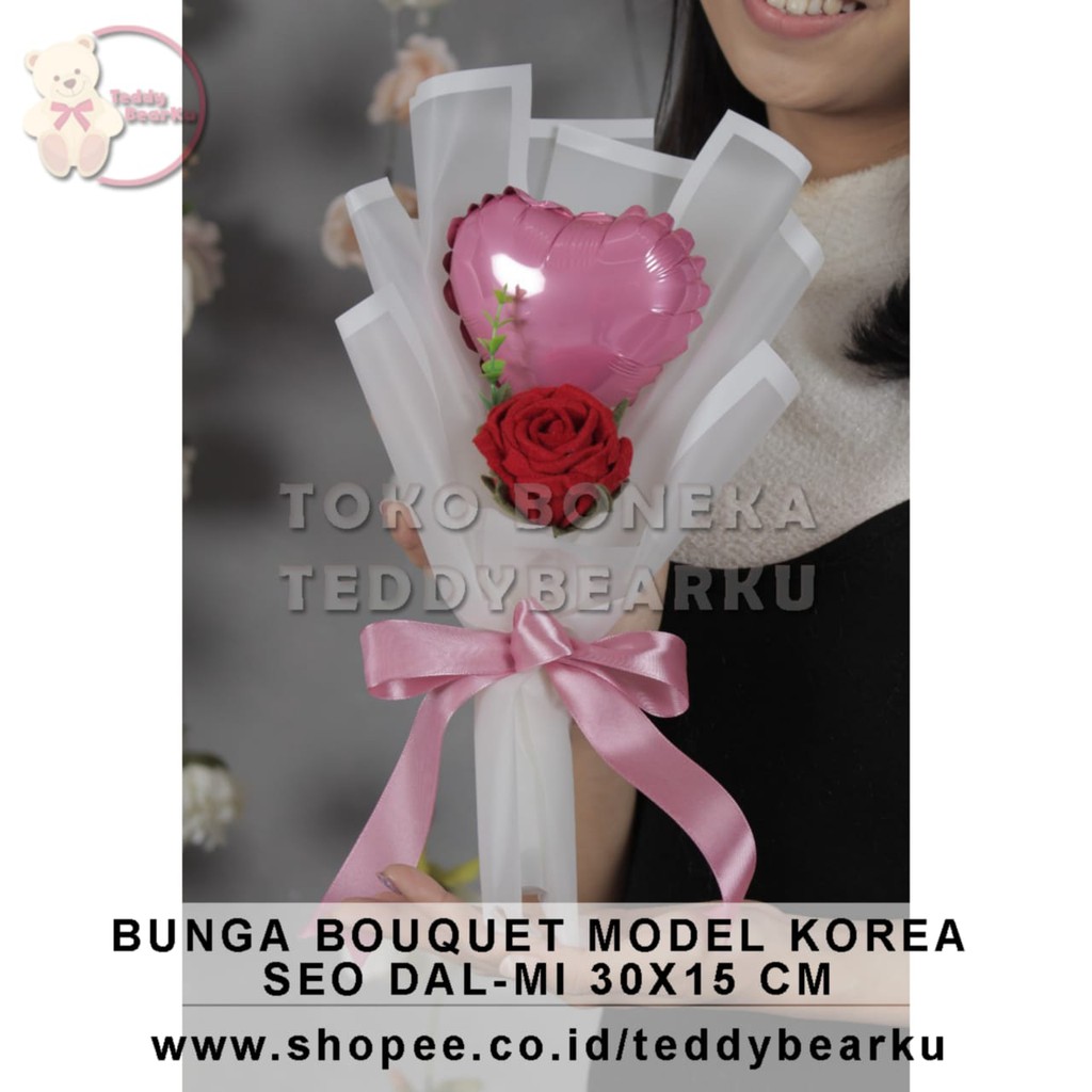 TERLARIS! BOUQUET BUKET BUNGA LOVE MODEL KOREA SEO DAL-MI KADO VALENTINE / ULTAH / WISUDA / PACAR