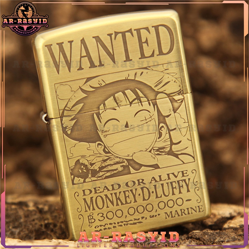 BISA COD! Korek Api Minyak Zippo Gold Ukir Motif One Piece Monkey D. Luffy 168 3962-11