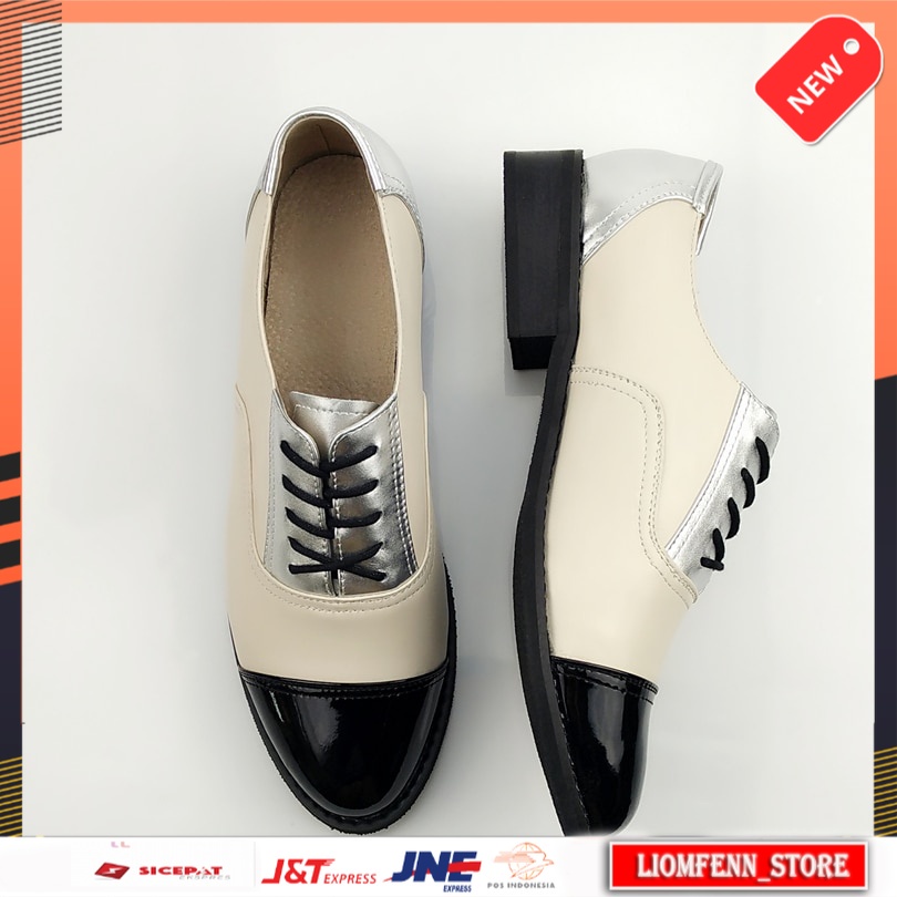 Sepatu Oxford Wanita Import Women Genuine leather casual shoes designer vintage flats shoes round to