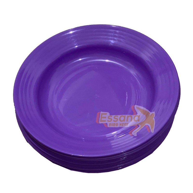 Gelas Minum Plastik _Piring Makan Bulat Plastik _Mangkok Makan Bulat Bakso Plastik_Sendok Makan Plastik_Terlaris Termurah Berkualitas ( 1pcs ) claris-Piring makan ungu