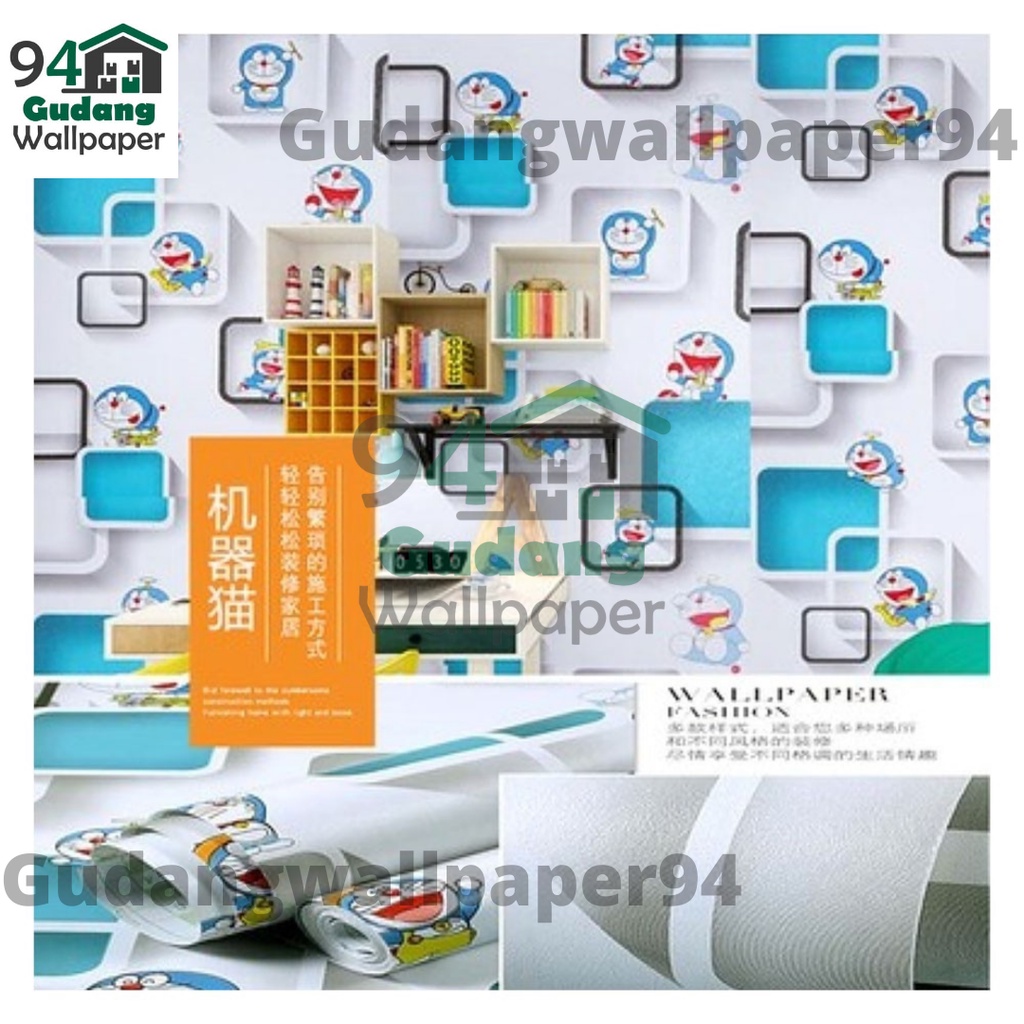 Gudang Wallpaper  Sticker Dinding kamar anti air Murah Dan Terbaik Motif Doraemon 3D