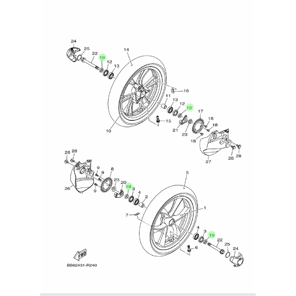 COLLAR BOSH BOS TROMOL RODA DEPAN KIRI ATAU KANAN YAMAHA TRICITY ORIGINAL YGP