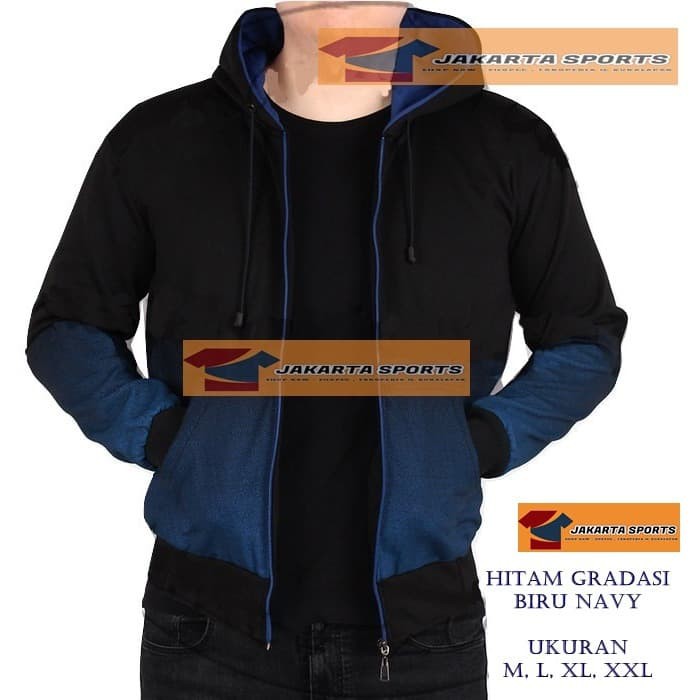 JAKET GRADASI HITAM PUTIH KOMBINASI - HOODIE PRIA WANITA MURAH POLOS - Merah M