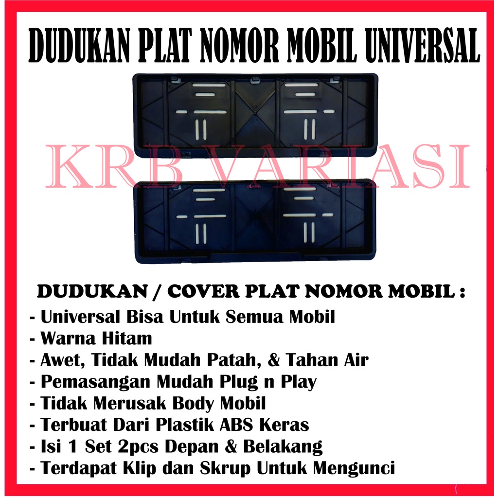 Dudukan Plat Nomor Mobil Universal / Cover Plat Nomor Mobil Universal / Tempat Plat Nomor Mobil / Ta