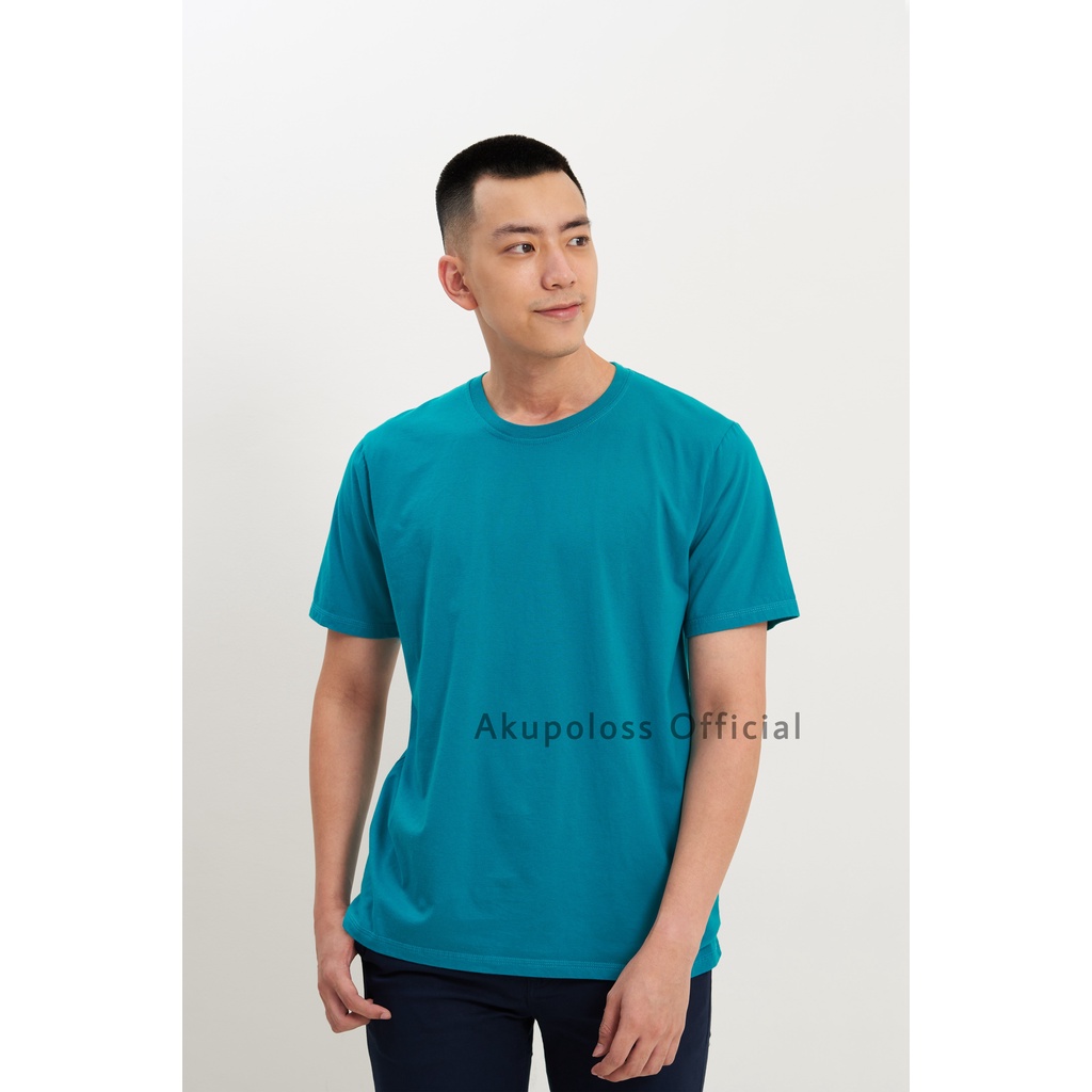 Akupoloss kaos polos pria lengan pendek Hijau Tosca