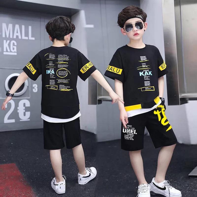 Amspro Setelan anak laki-laki fashion kids baju anak laki-laki Ikenz Baju Kaos Anak Setelan Kasual