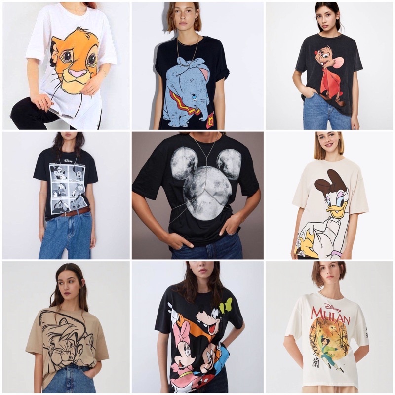 VOL 1 | T-Shirt Branded Kaos Zara Bershka Baju Oversize Atasan Brand Tshirt Disney