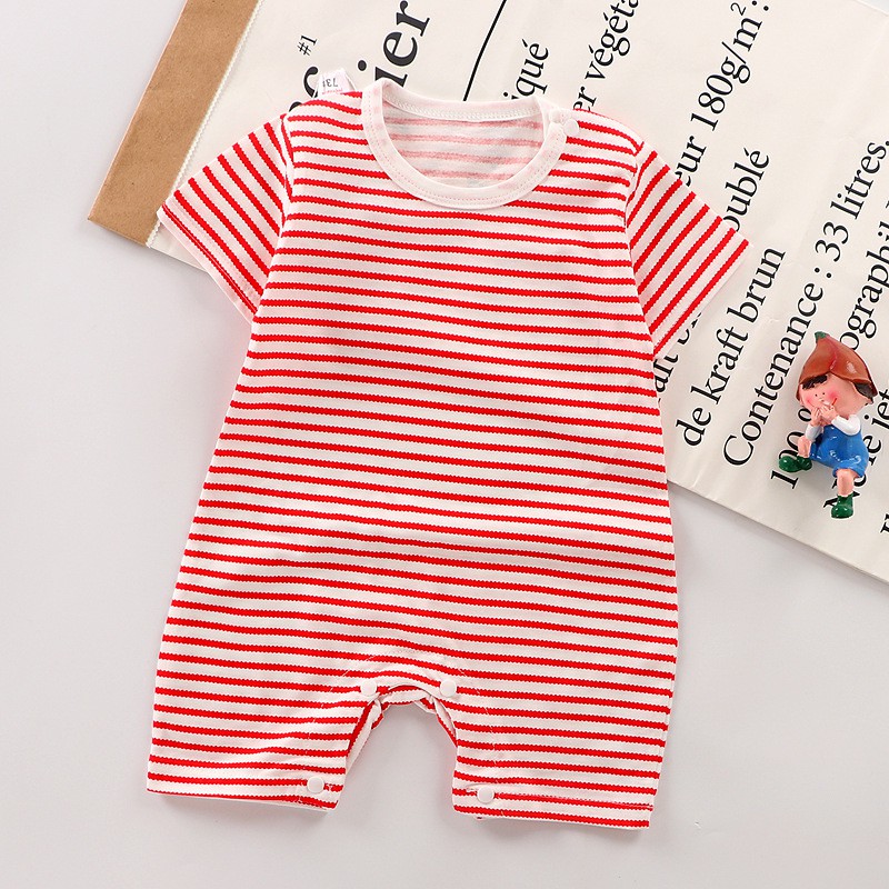 TSC - Romper Bayi Laki-Laki/Perempuan Lengan Pendek Tulisan Baby Jumper Pakaian Bayi-STRIP MERAH