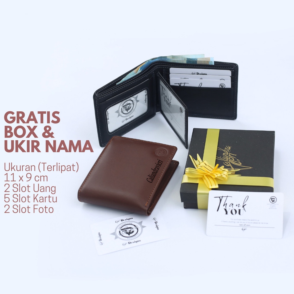 Caliandravieri CVZ Dompet Kulit Asli Pria Gratis Ukir Nama