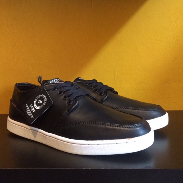 Sepatu Geoff Max Footwear Authentic Leather Black White Size 42