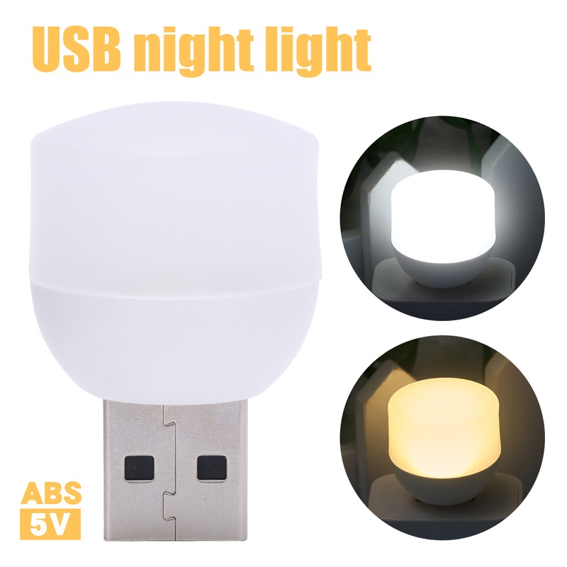 Lampu Malam LED Bulat Usb Plug Power Charging Proteksi Mata Untuk Komputer / Baca