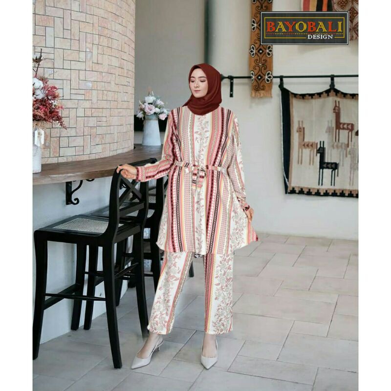 Setcel tunik celana baju setelan tunik/ terbaru/ setelan celana cantik/setcel/busui/jumbo motif D